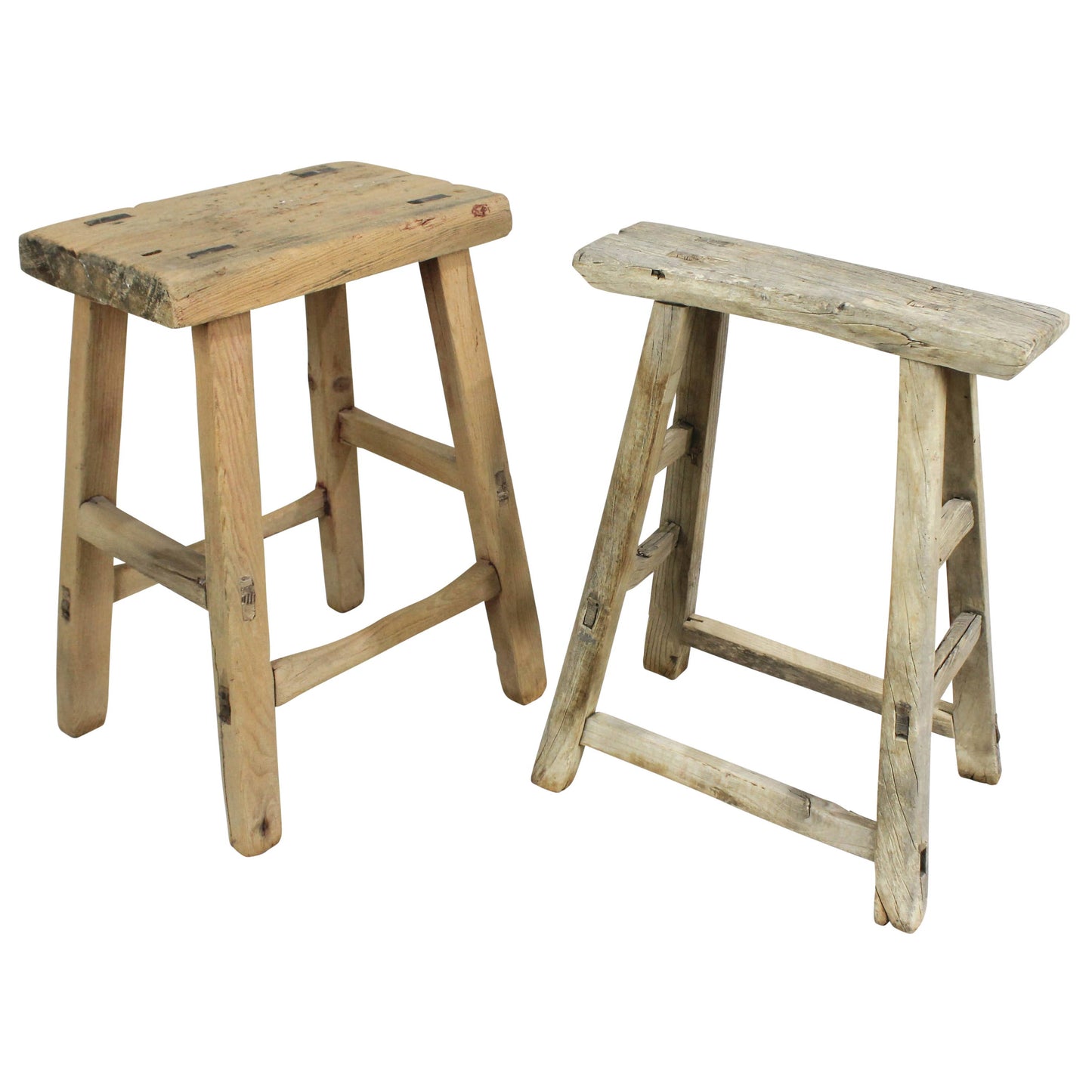 Elm wood Rectangle Stool