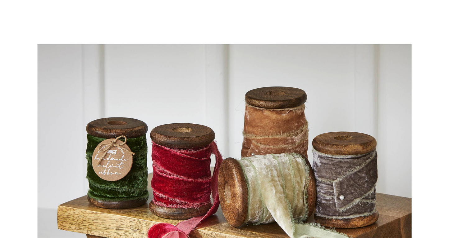 Velvet Ribbon Spool 20Mm/5Yd - Moss