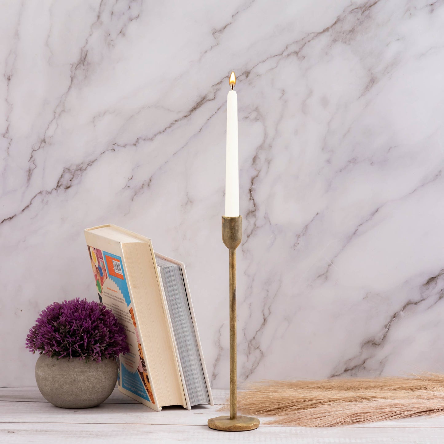 Aged Brass candle stick taper 12"