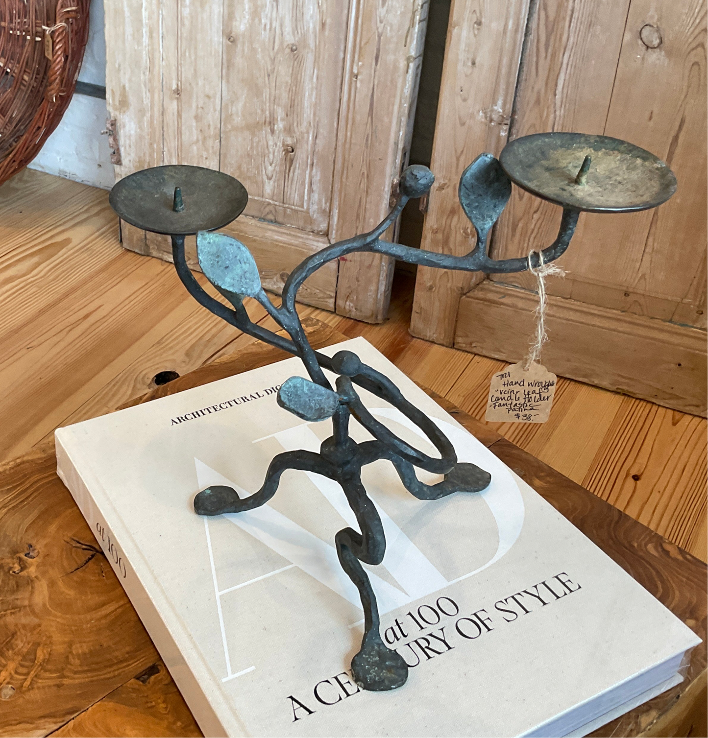 Hand wrought “Vein and Leaf” candle holder