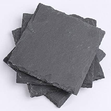 Set of 4 Square Natural Slate Coasters -
