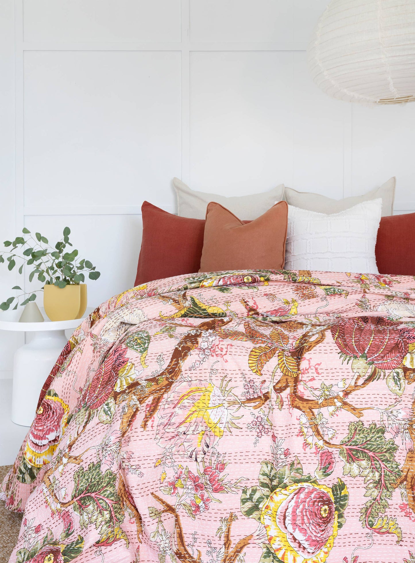 Indian Kantha Quilt Blanket Bedspread Coverlet - Floria