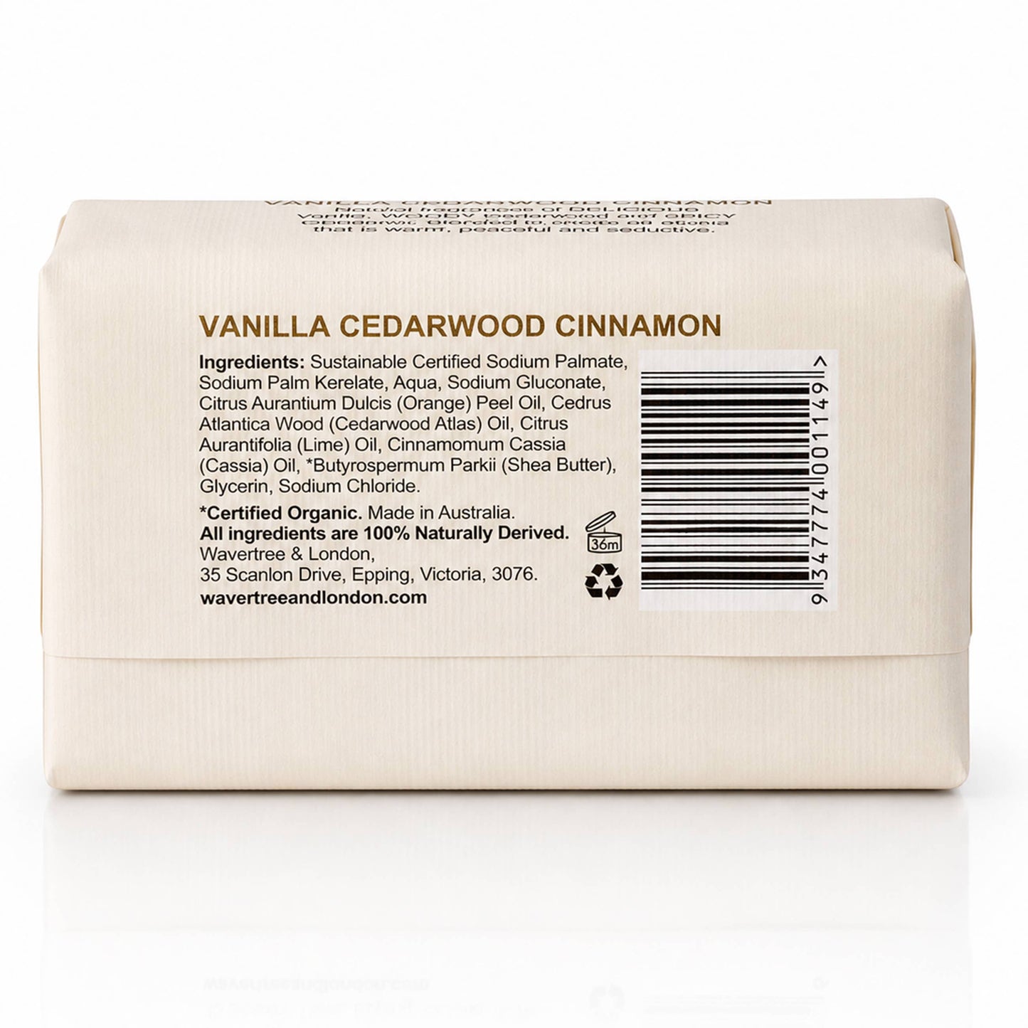 Wavertree & London Naturals Soap bar - Vanilla Cedarwood