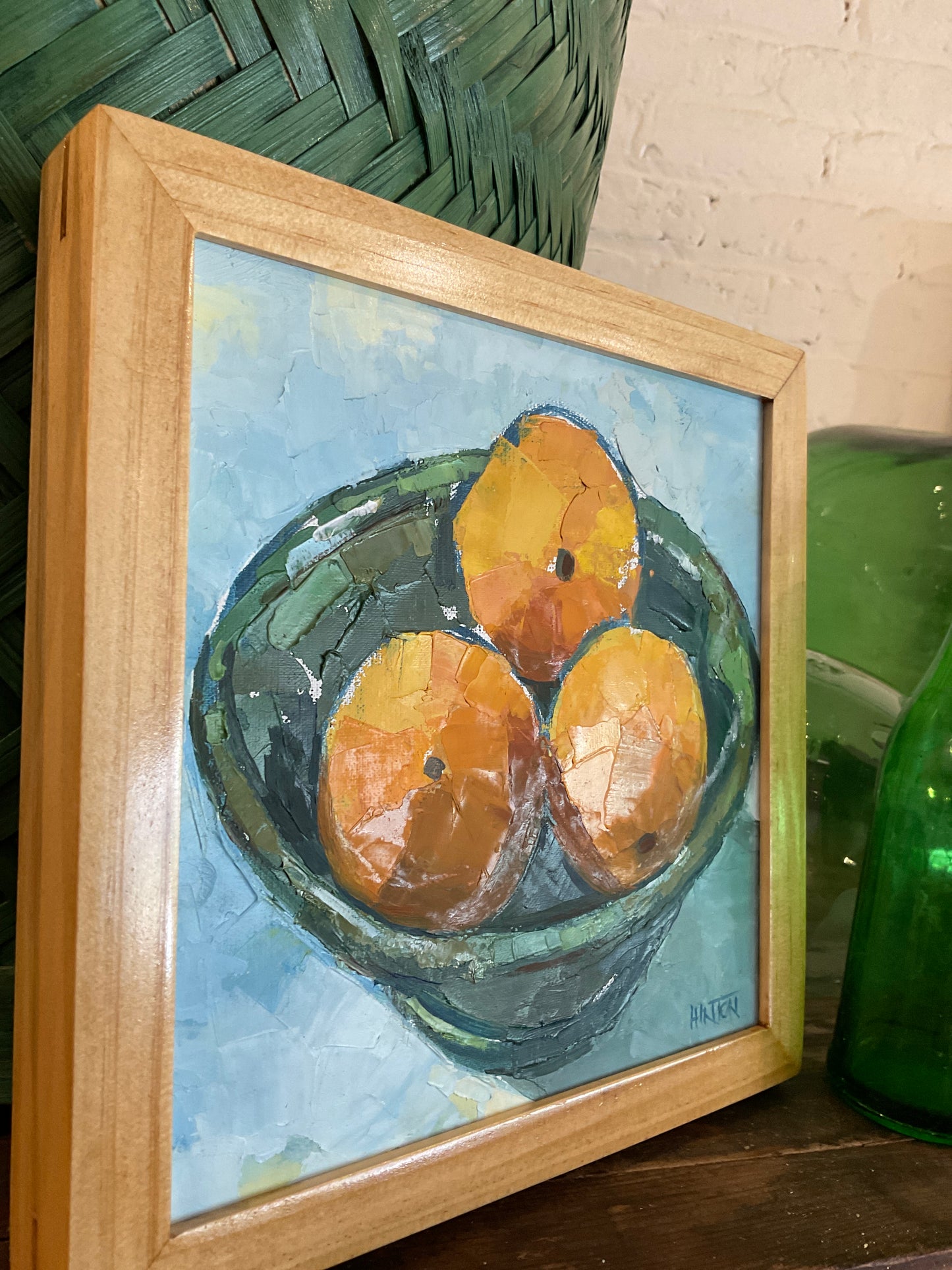 “Oranges in Green Bowl” Oil Painting