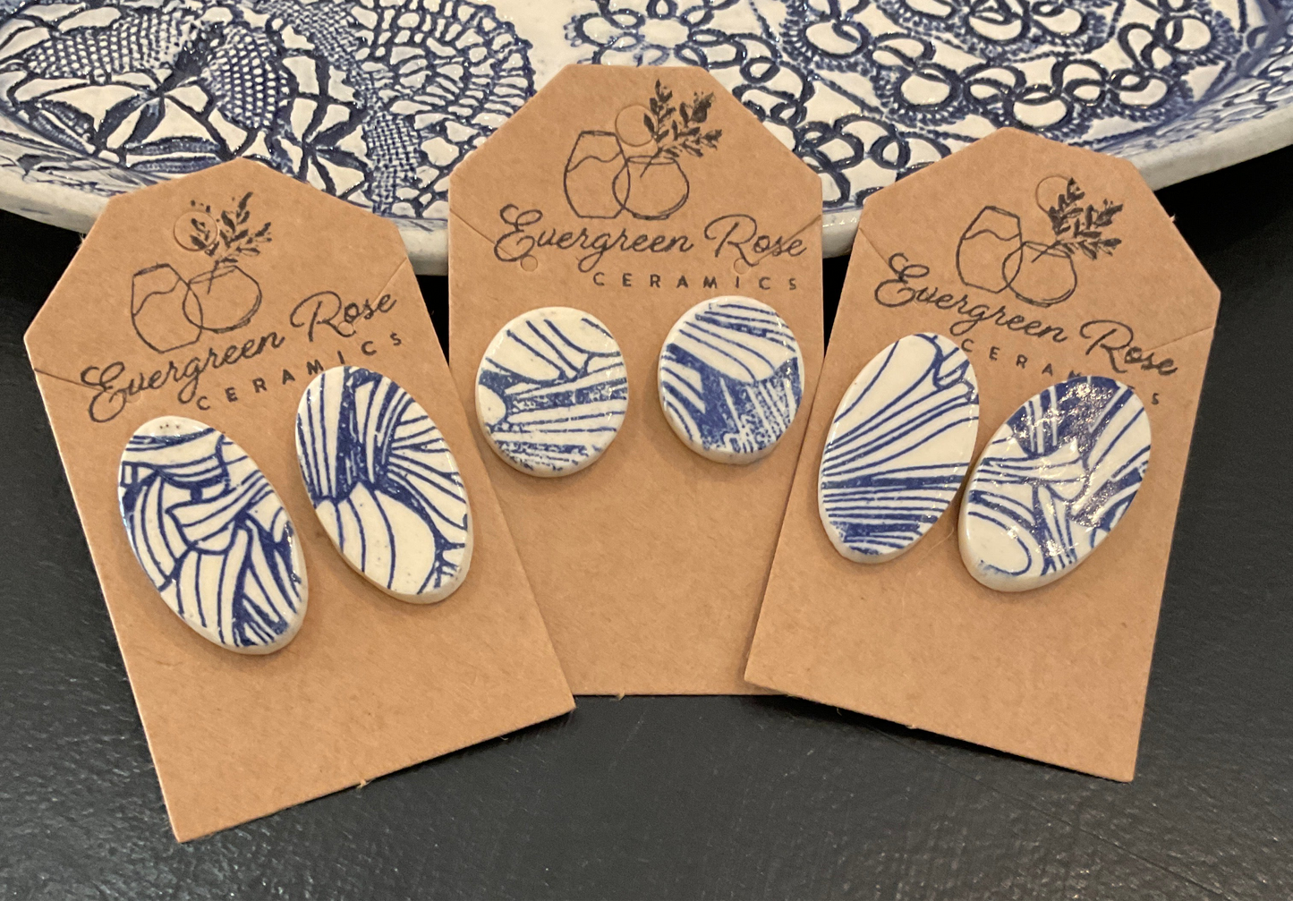 Handmade pottery earrings