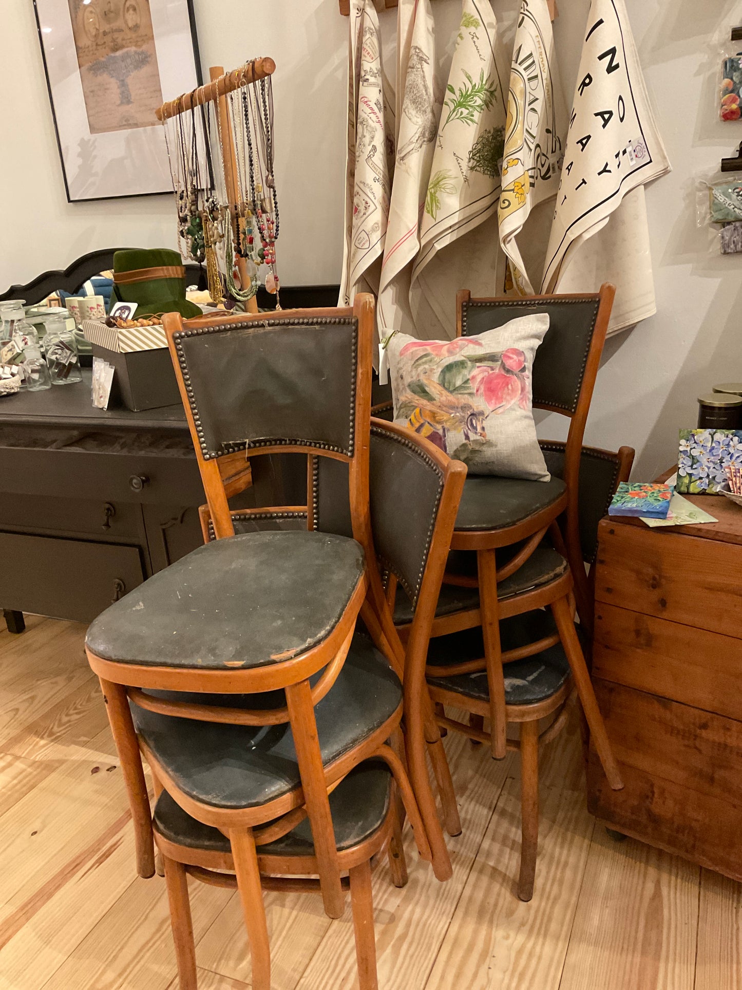 Vintage Bentwood Leather Chairs (set of 6)