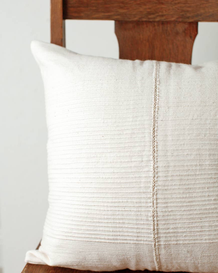 18" Hand-Stitch Throw Pillow Cover with Insert: Natural