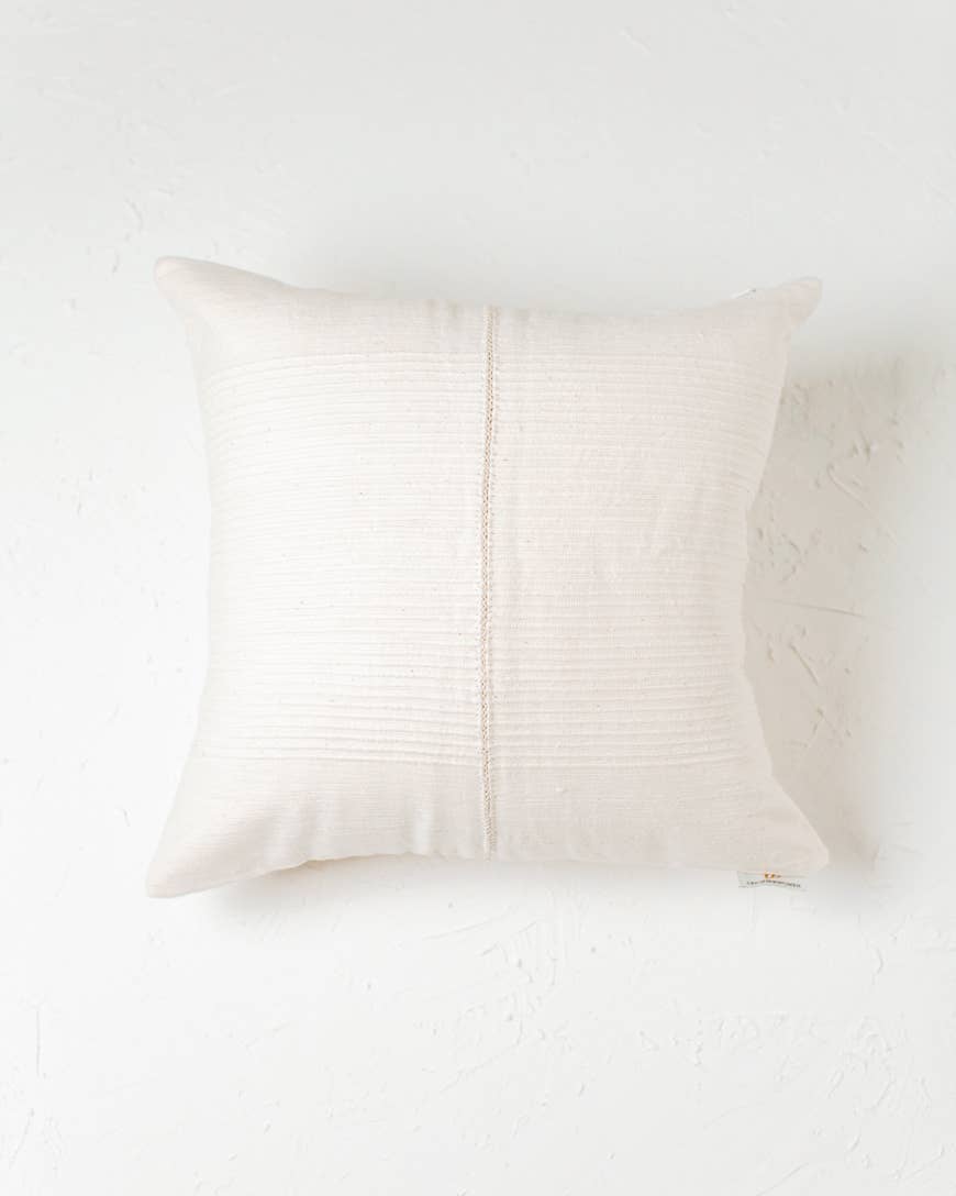 18" Hand-Stitch Throw Pillow Cover with Insert: Natural