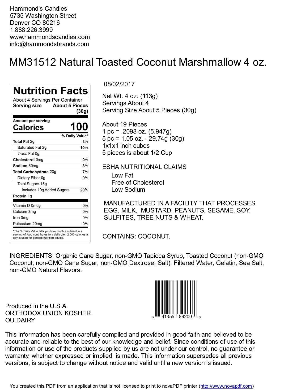 Handmade All-Natural Marshmallows - Toasted Coconut