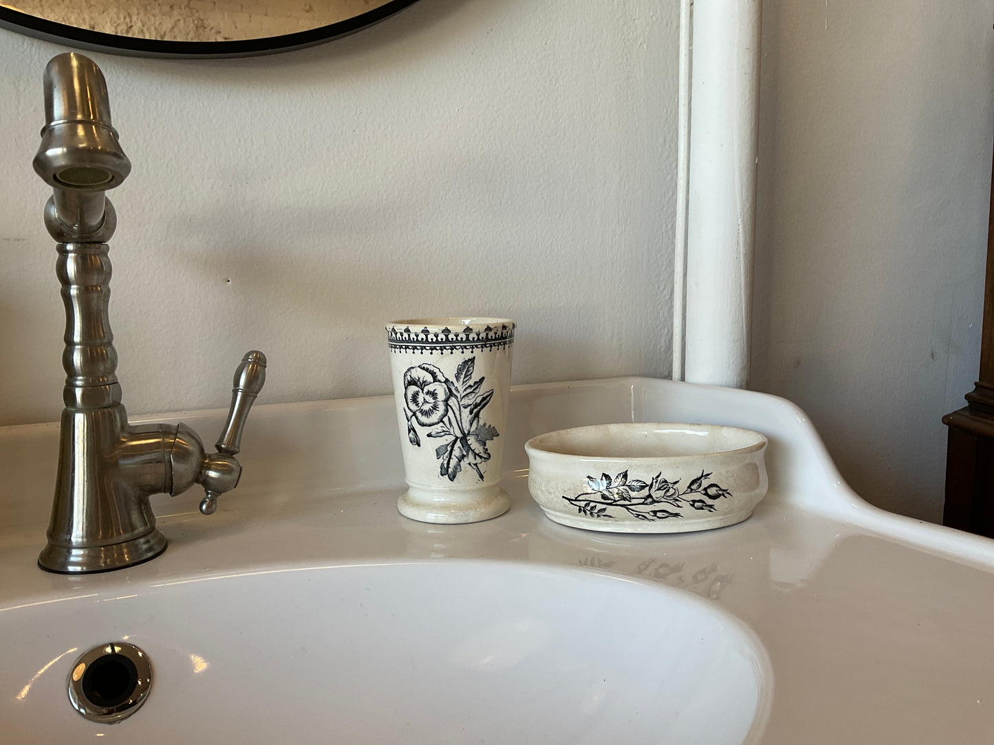 Vintage Ironstone Soap + Toothbrush Holder