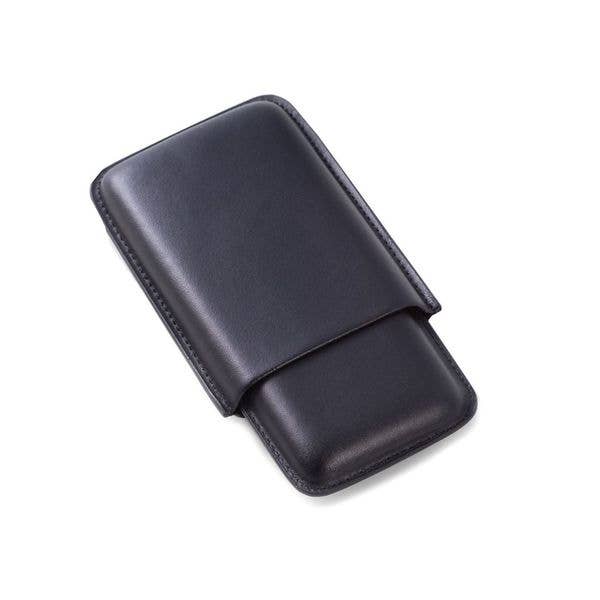 Cigar case- black leather