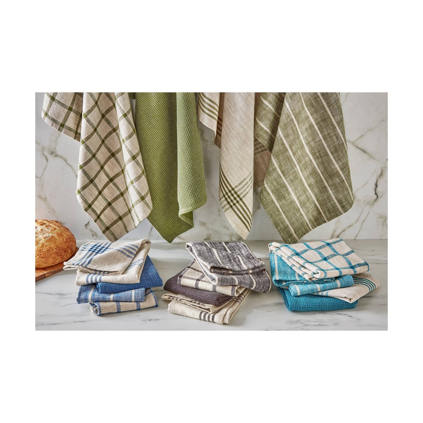 Canyon Woven Dishtowel Set 4 Midnight Blue Cotton Everyday