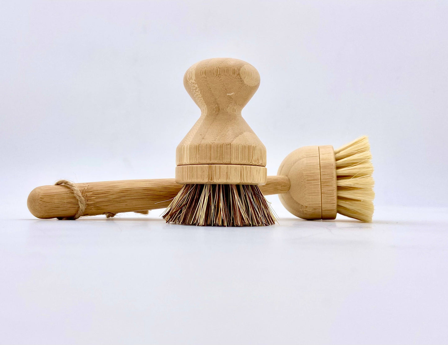 Bamboo Long Handle Dish Brush with screw on replaceable head