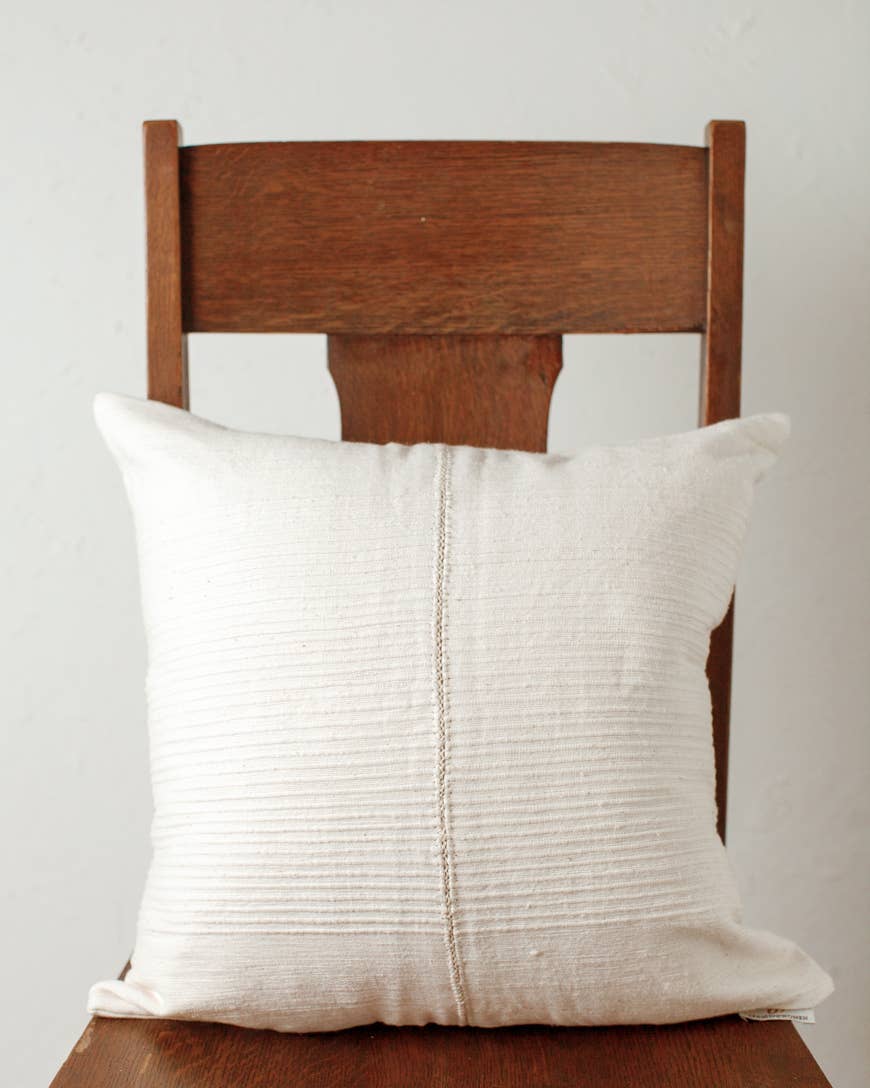 18" Hand-Stitch Throw Pillow Cover with Insert: Natural