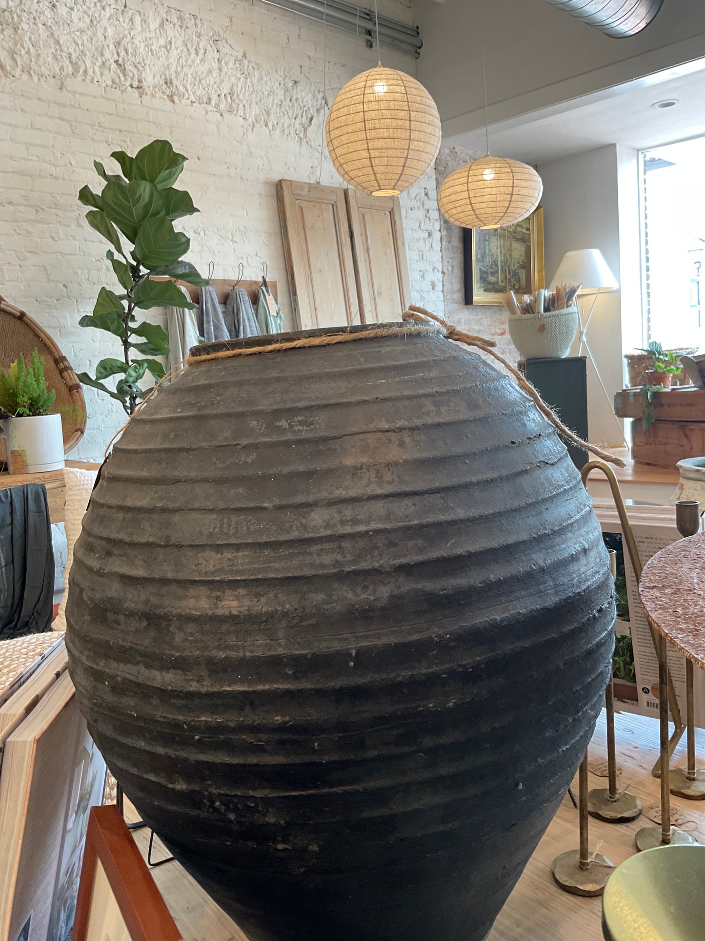 Large Vintage Portuguese ribbed pottery