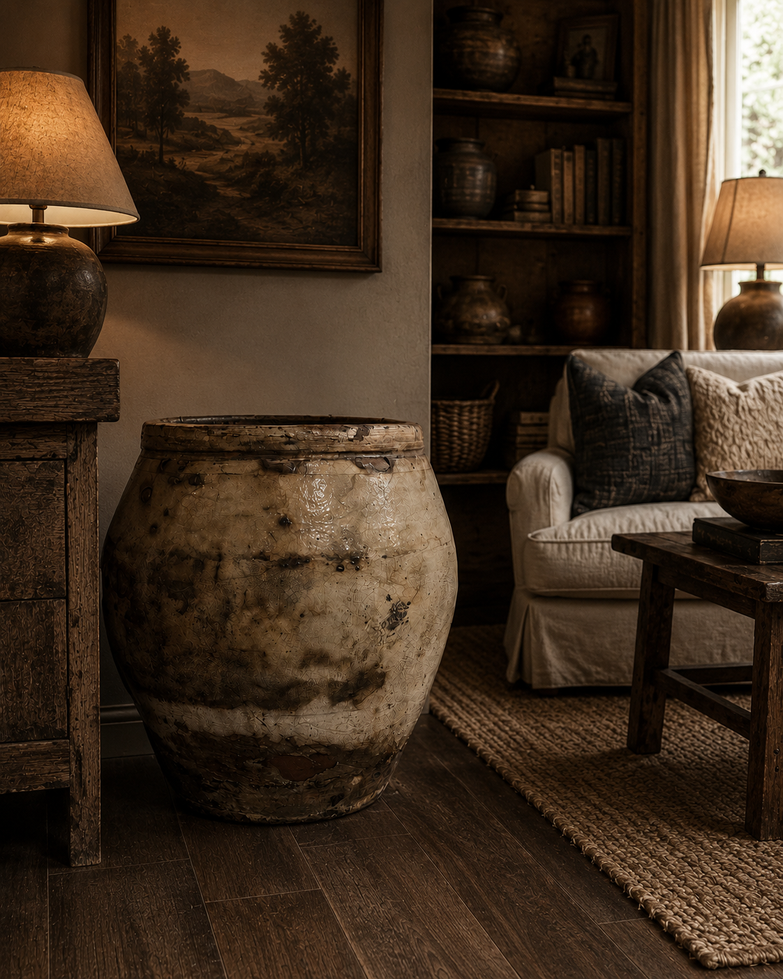 Vintage White Cistern Jar
