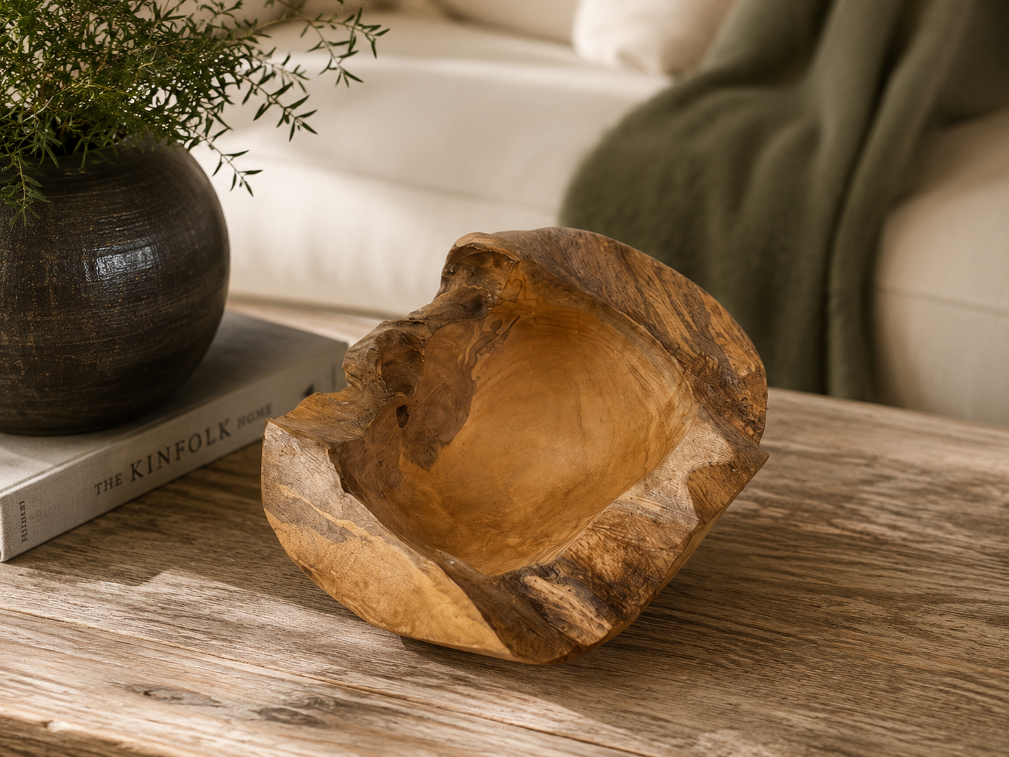 Wood Bowl-Thick Teakwood /Shallow Root Bowl