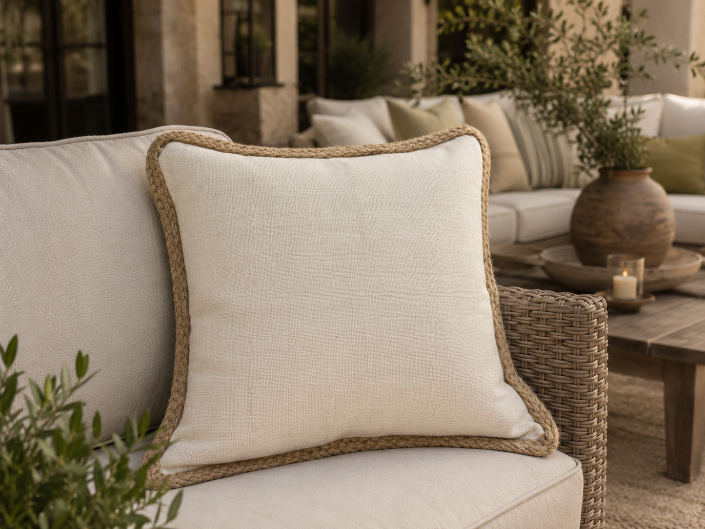 Rustic Burlap Throw Pillow
