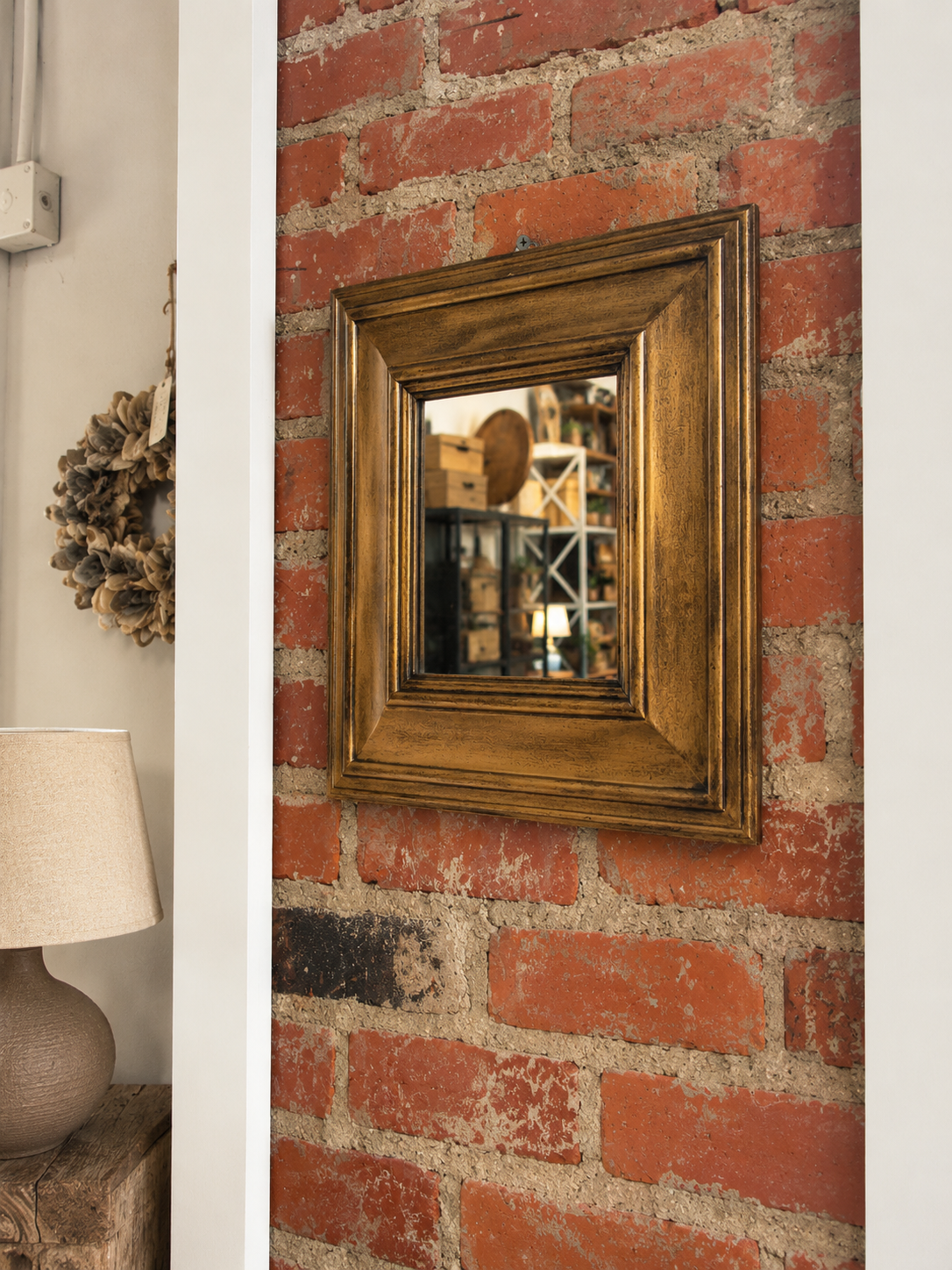 Distressed Gold Frame Mirror