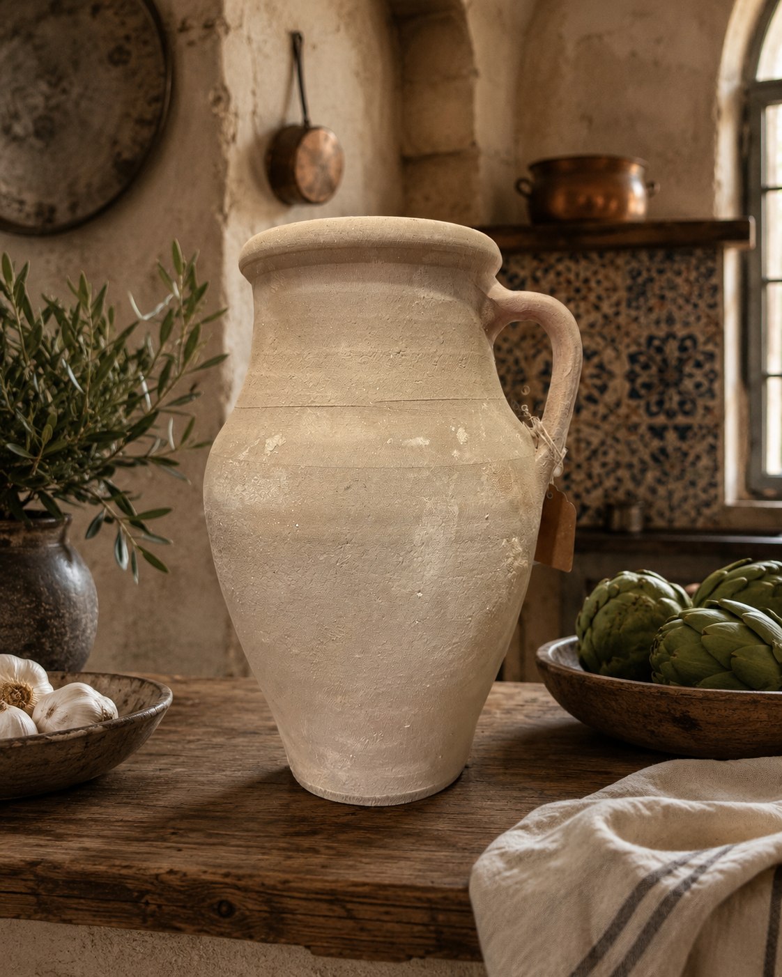 Old World Turkish-Style Terracotta Pitcher