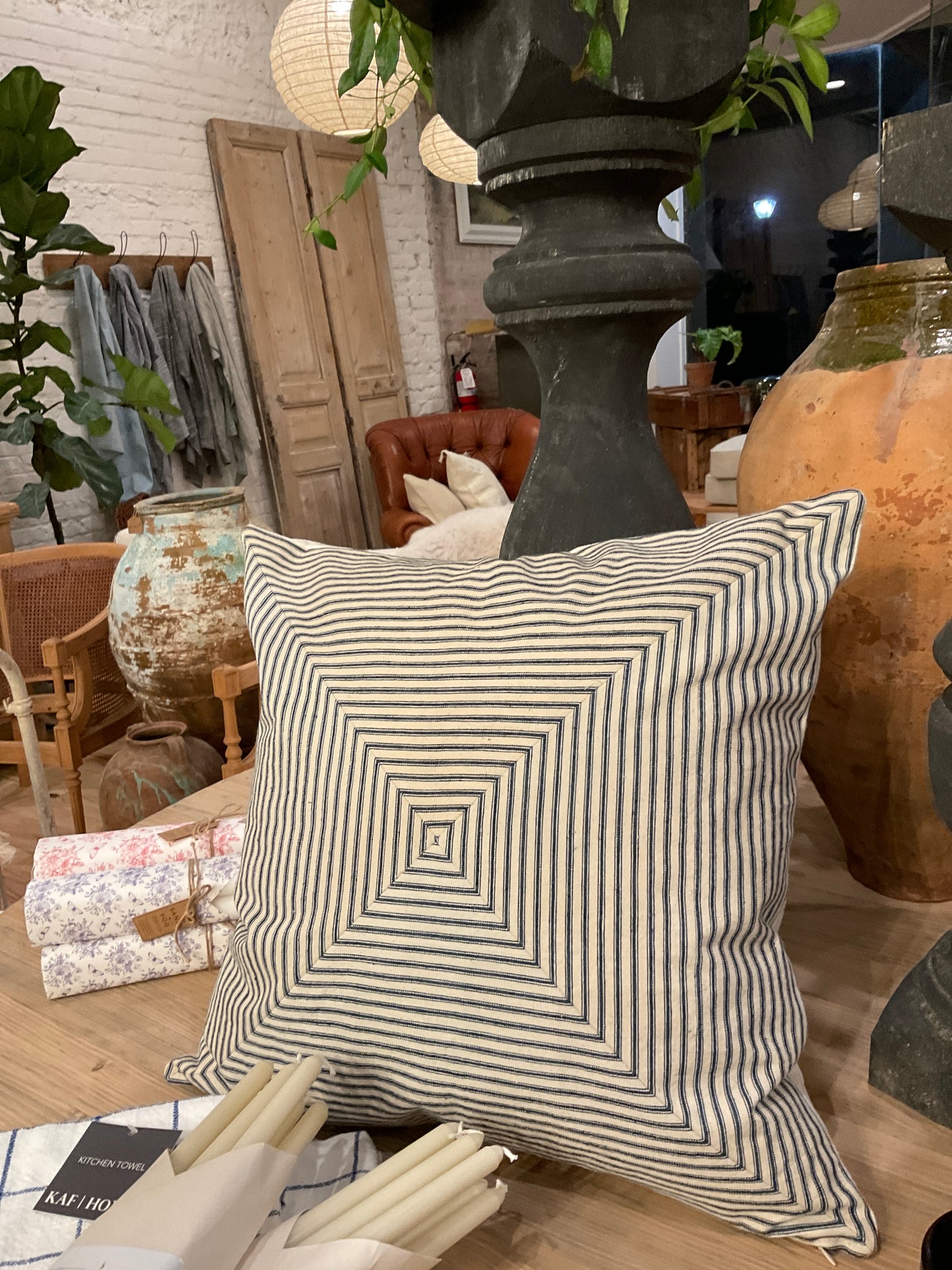 Vintage Ticking Striped Down Pillow