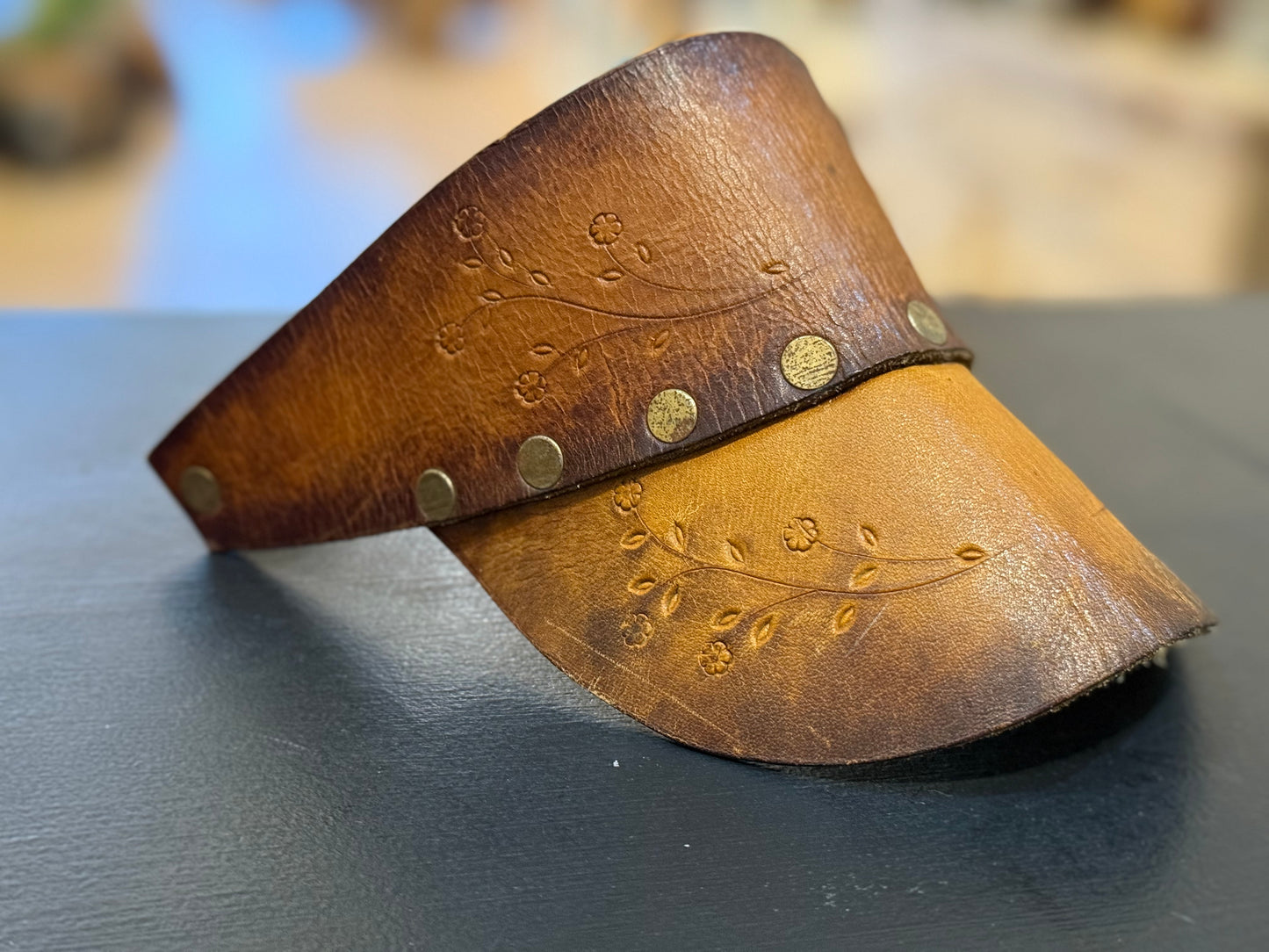 Vintage Hand Riveted Leather Visor