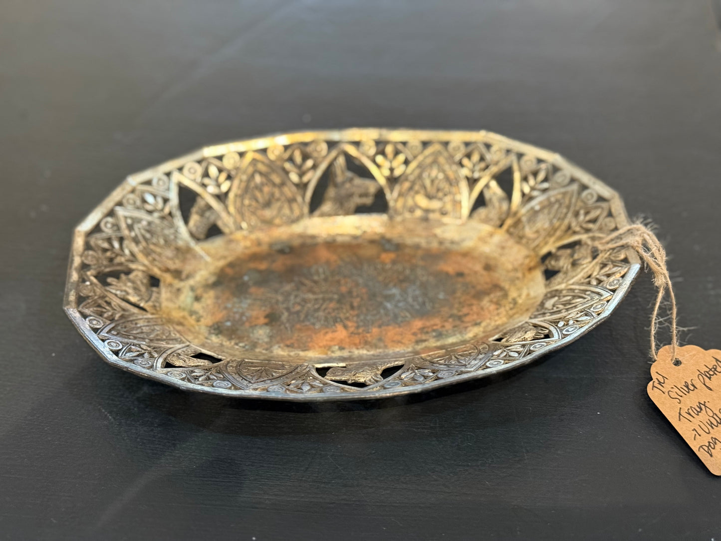 Silver Plated Dog Motif Tray