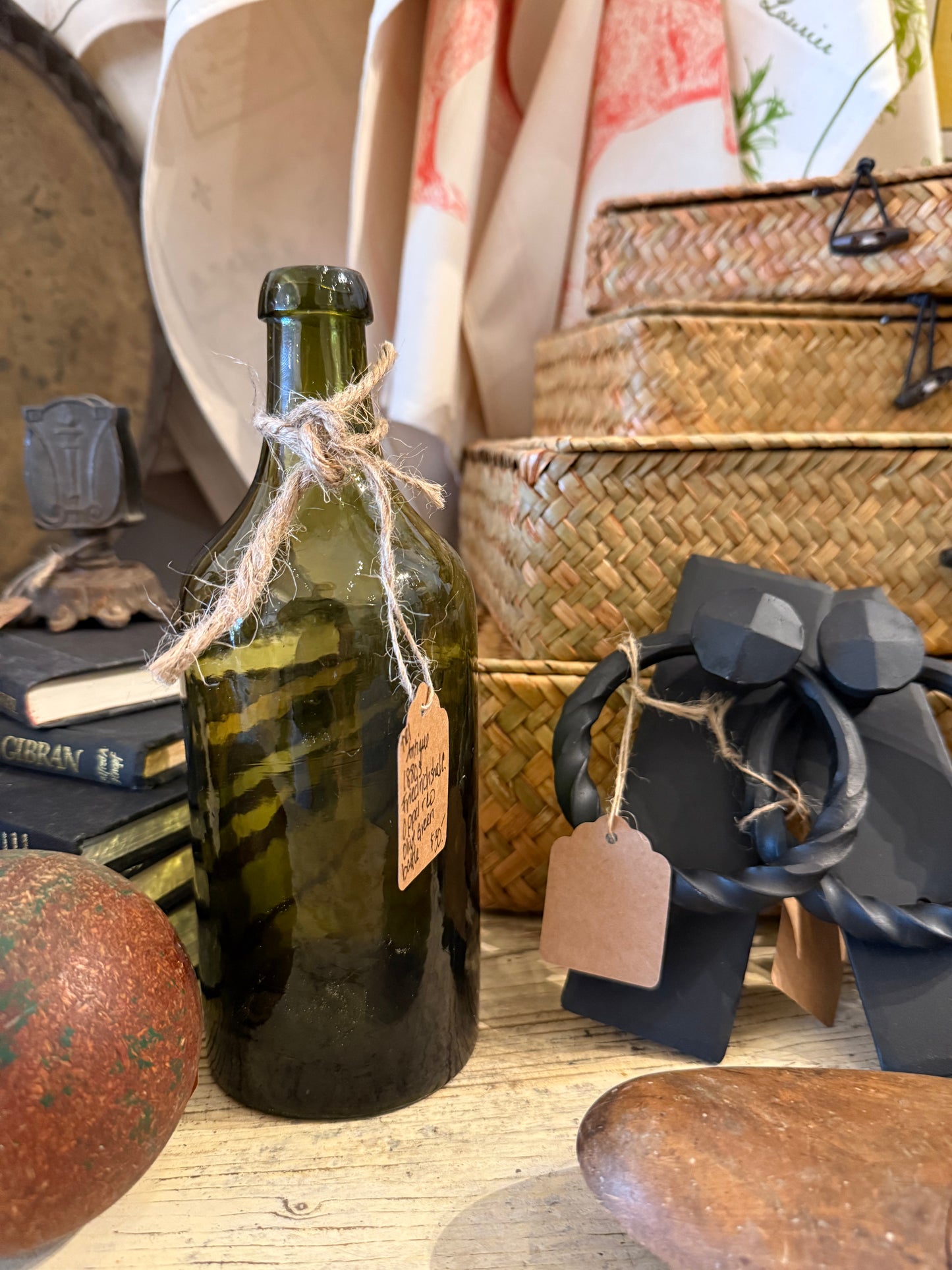 Antique 1880’s Friedrichschall Olive Green Bottle