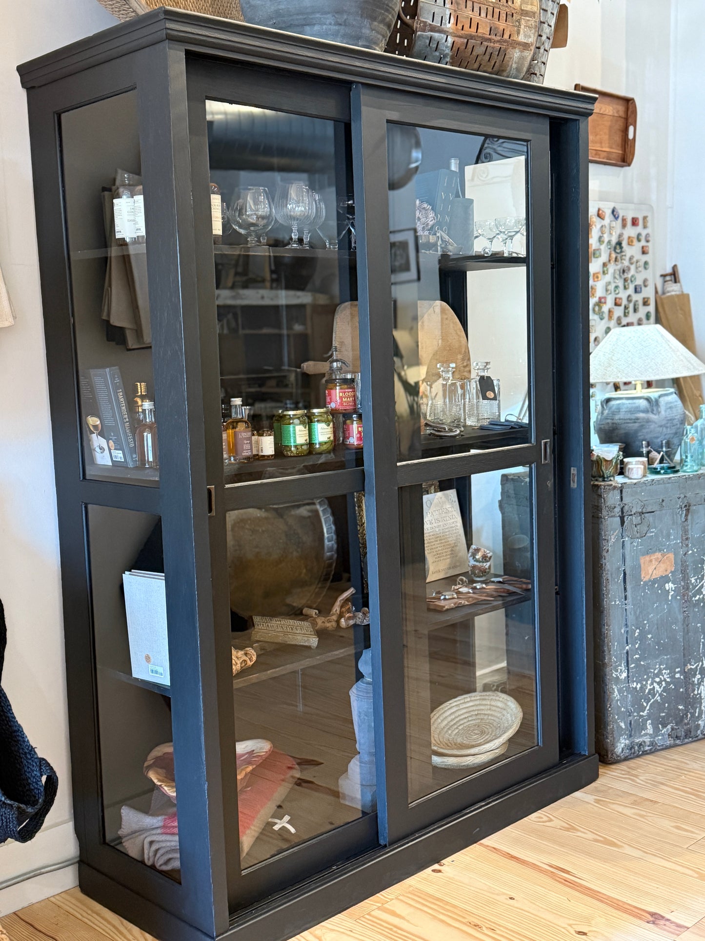 Double Glass Oak Cabinet