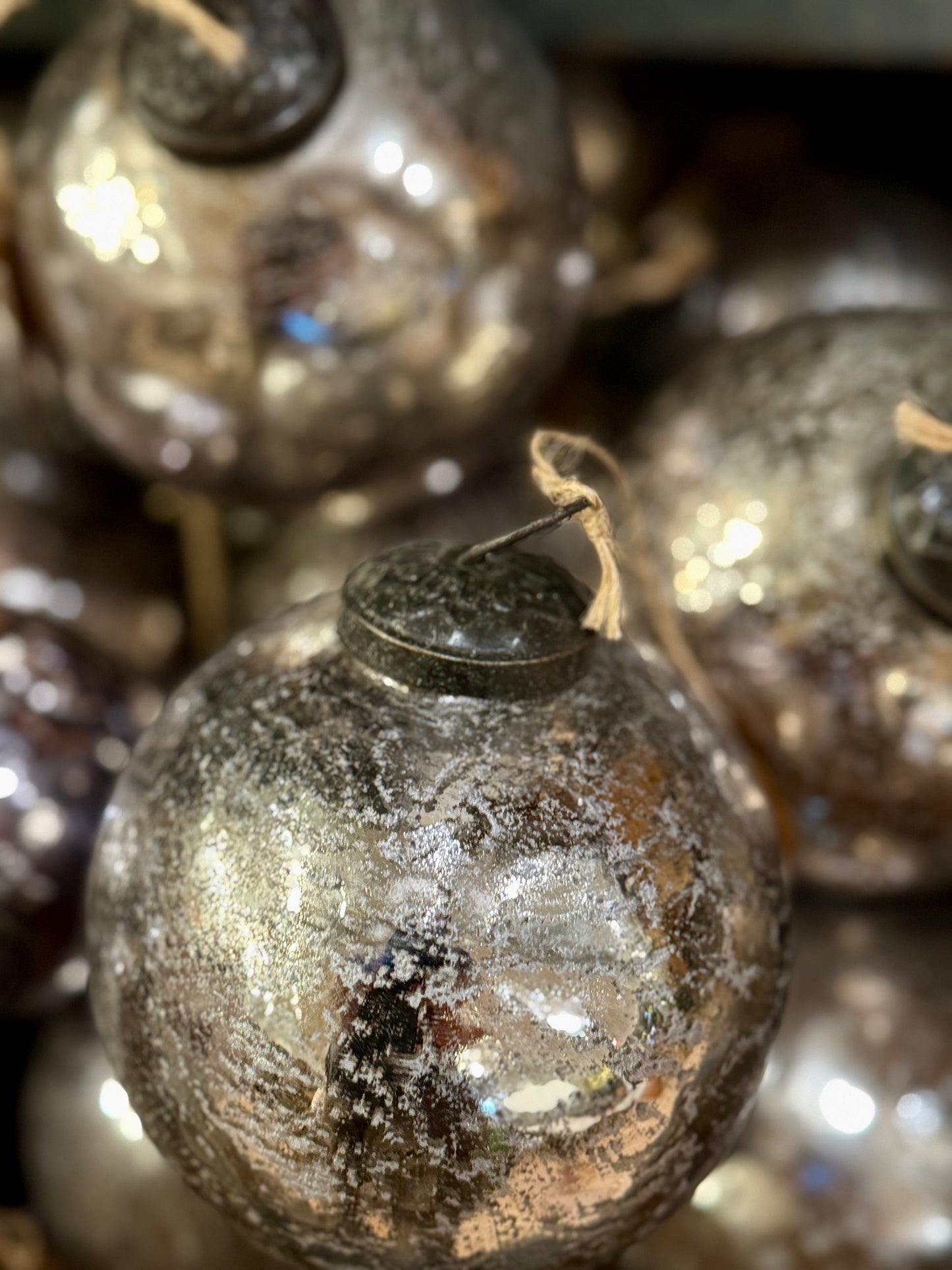 4" Mercury Glass Ball Ornaments