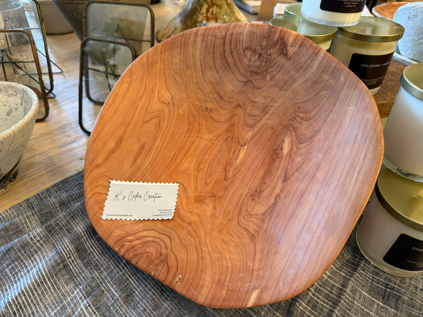 K's Cedar Creation Small Cedar Carved Bowl