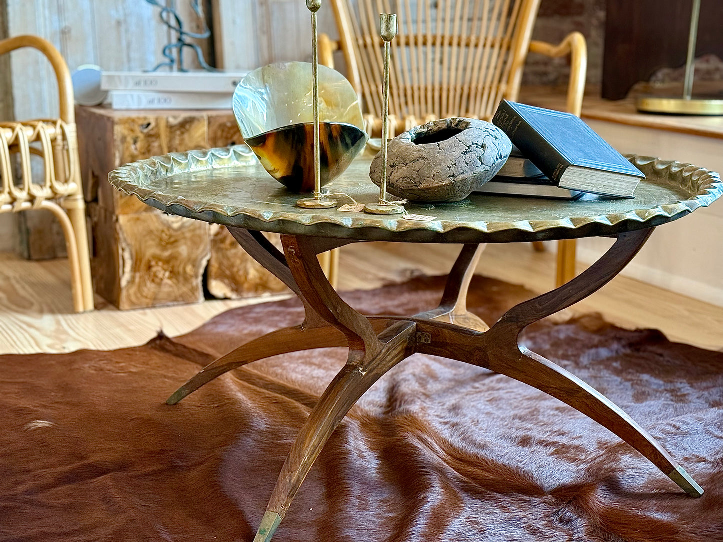 Moroccan Brass Pie Crust Table
