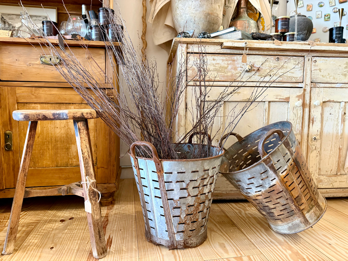 Zinc Olive Gathering Basket