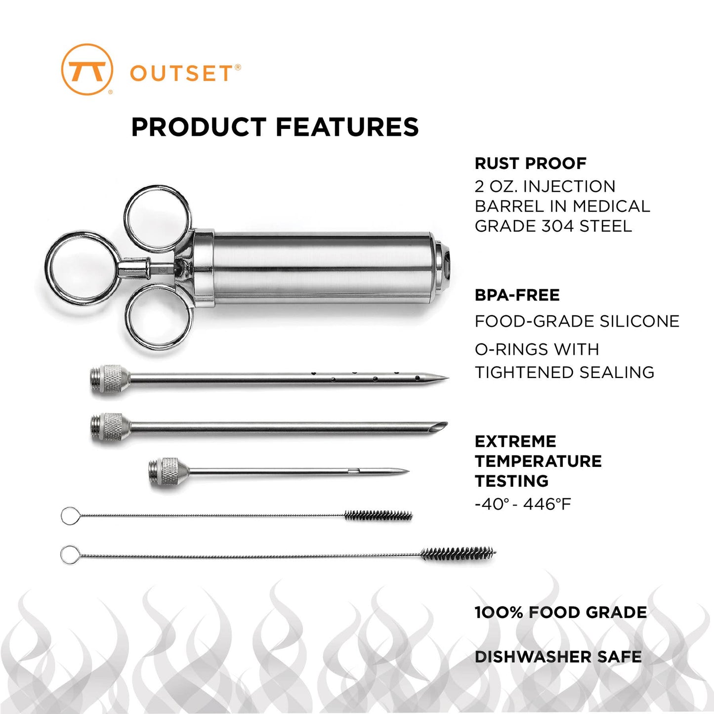 6 Piece Meat Injector, Stainless Steel