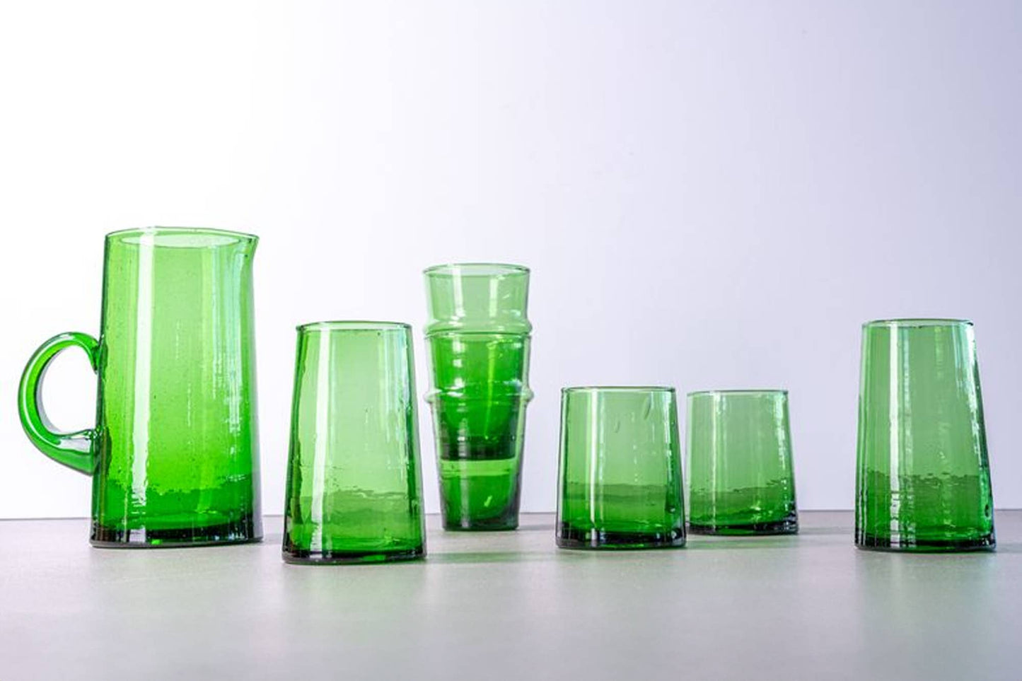 Moroccan Beldi Glassware - Green