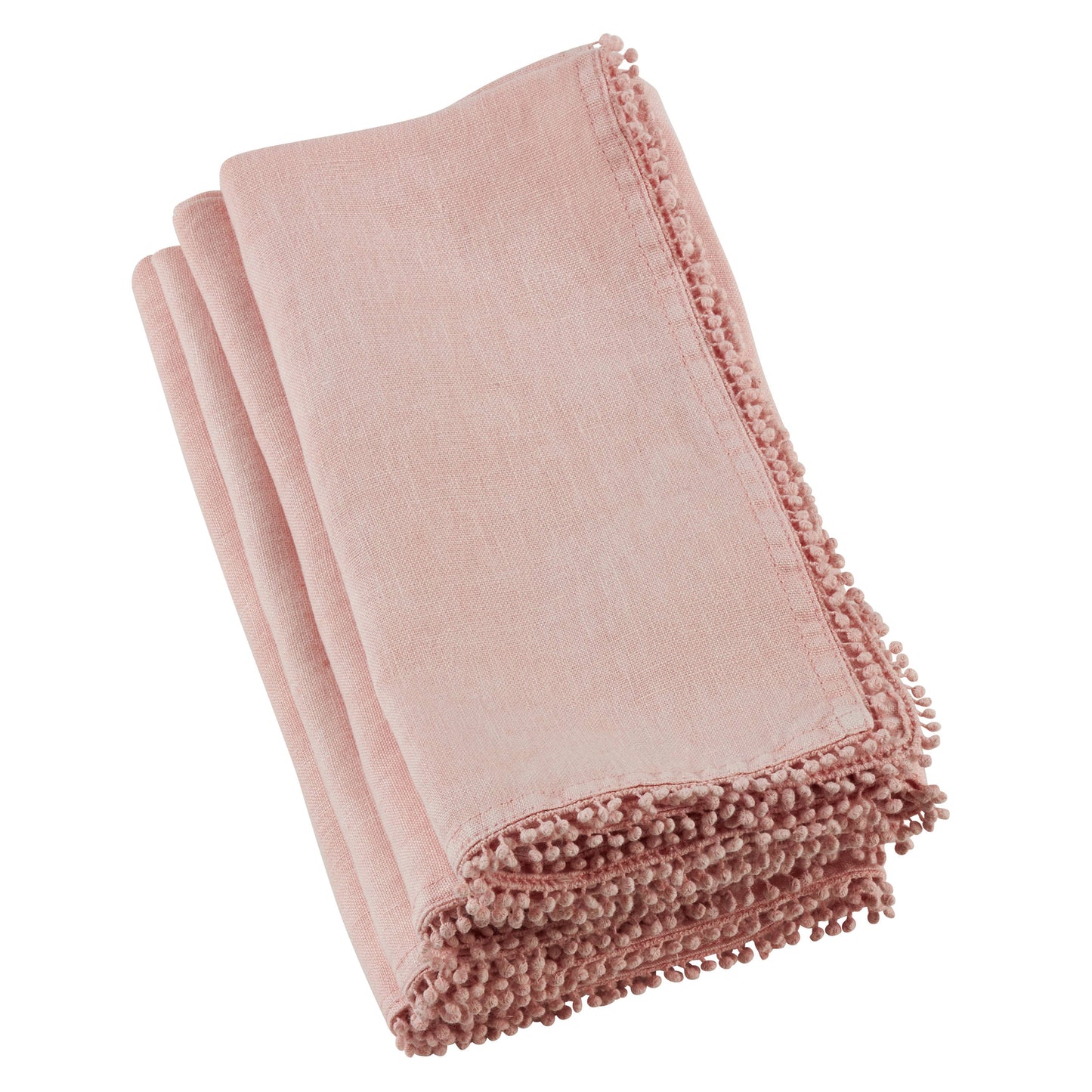 Pompom Border Linen Napkin: Natural / 20"