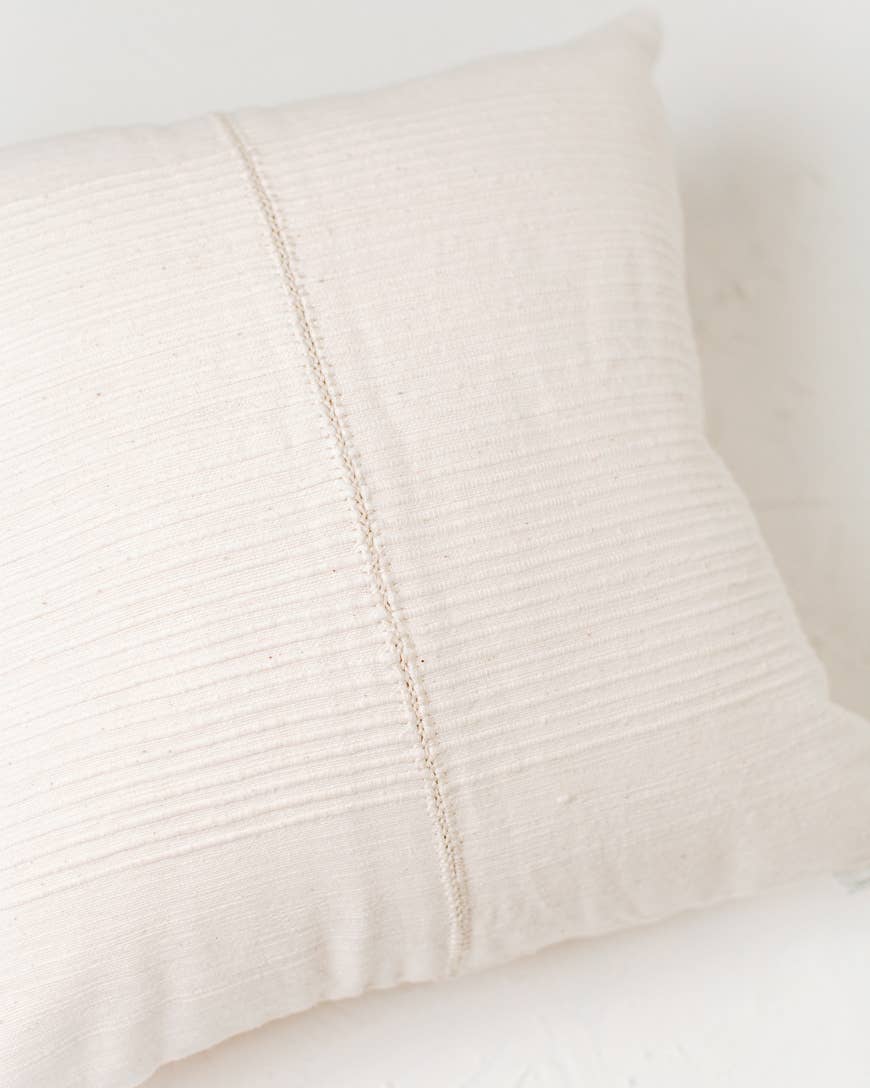 18" Hand-Stitch Throw Pillow Cover with Insert: Natural