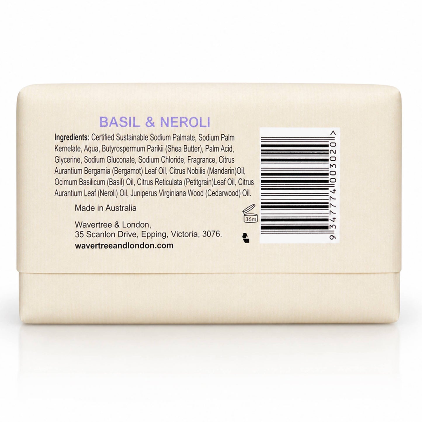 Wavertree & London Naturals Soap bar - Basil & Neroli