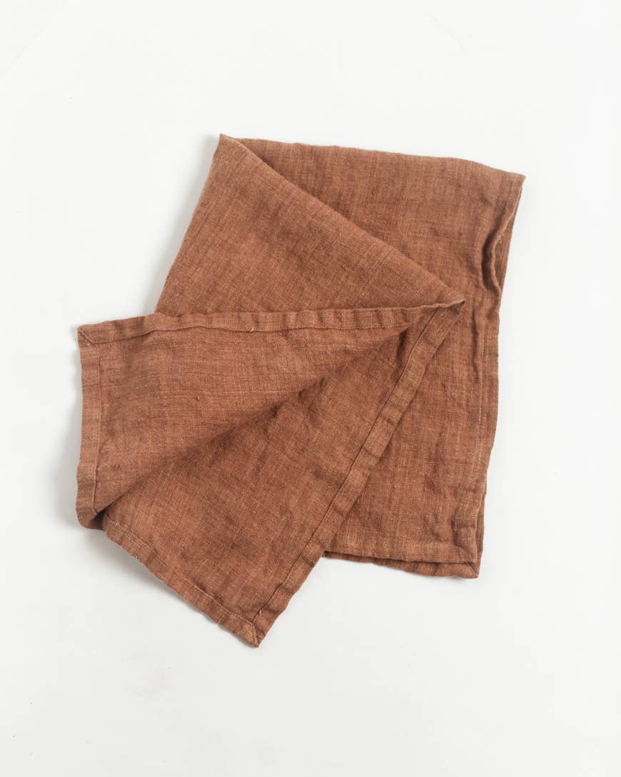 Stone Washed Linen Tea Towel / Terra Cotta