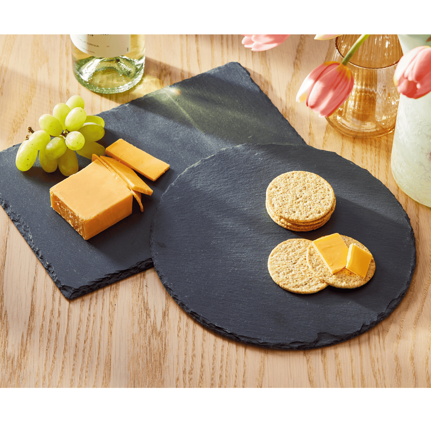 Slate Round Serving Board Black Everyday