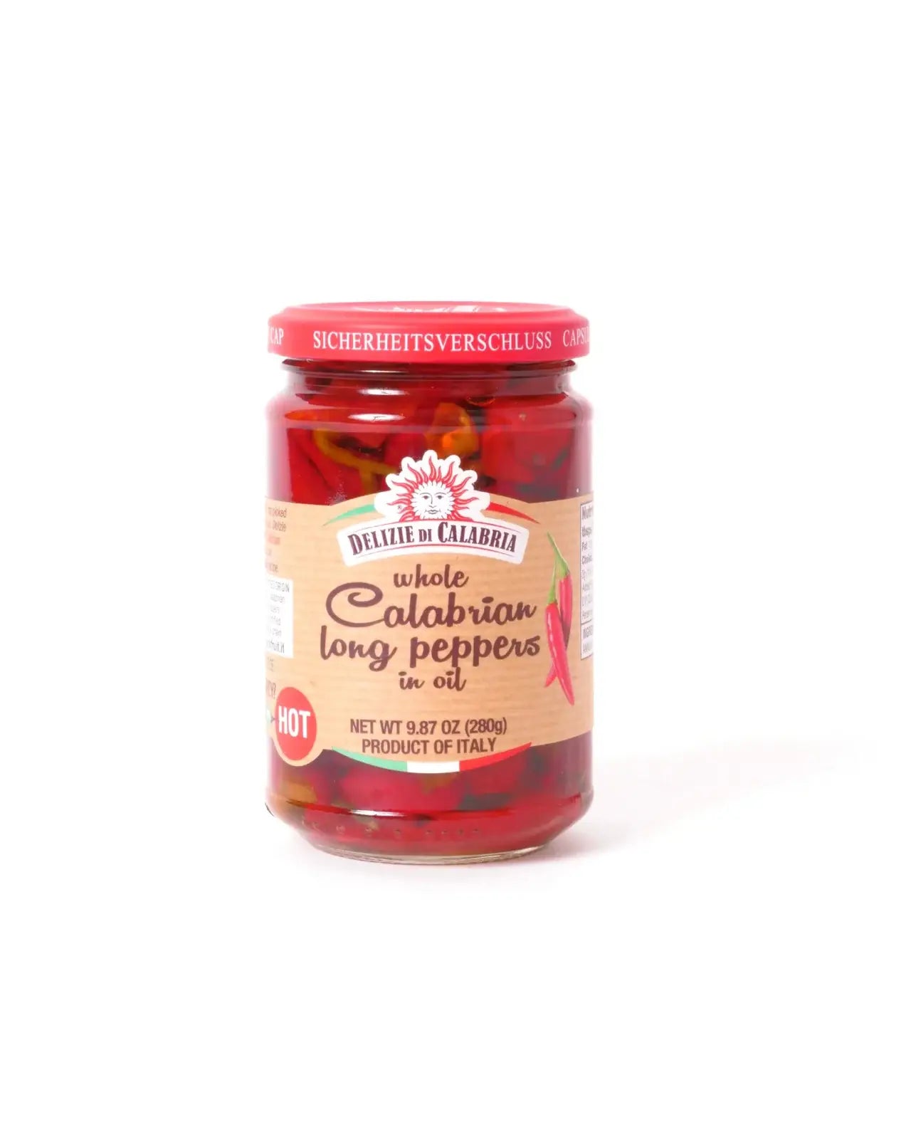 Whole Calabrian Chili in Oil | Delize di Calabria 280g glass