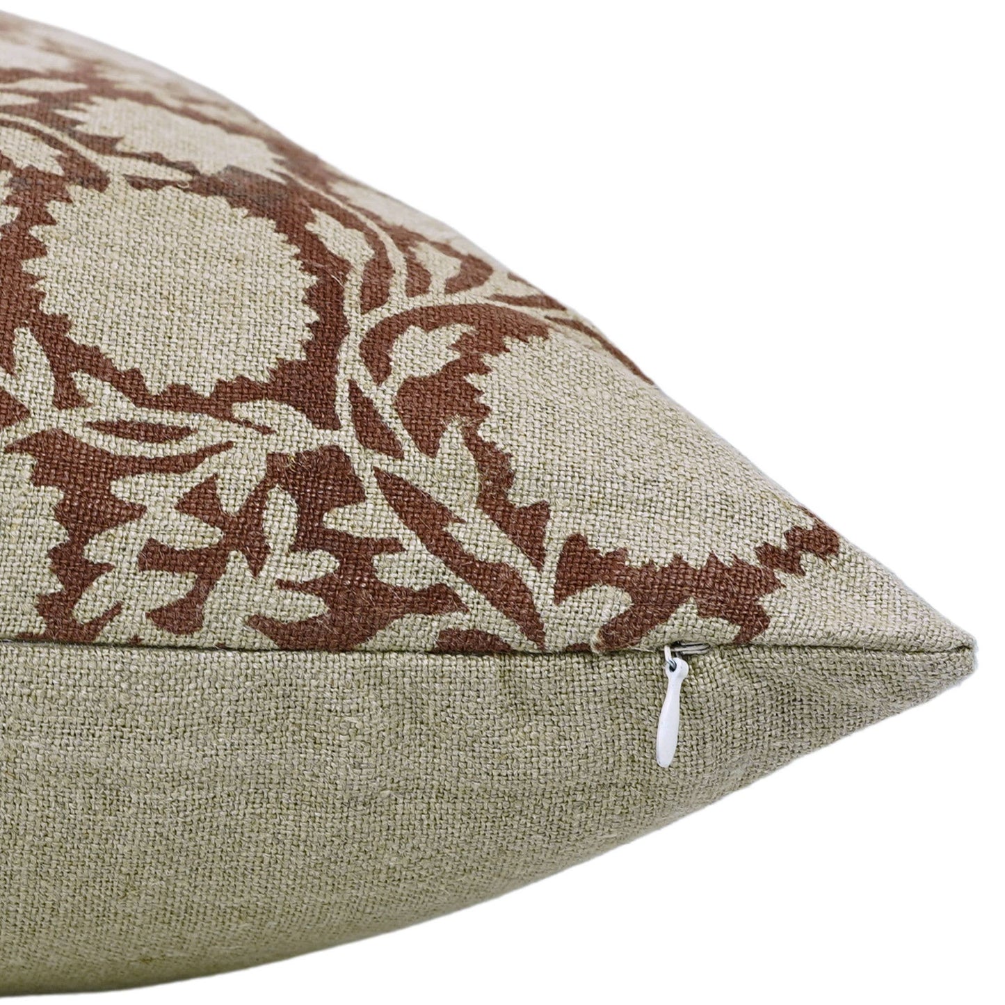Block Print Boho Thick Linen Pillow Cover- Rajat: Thick Linen / One Side Print / 14x14 Inch