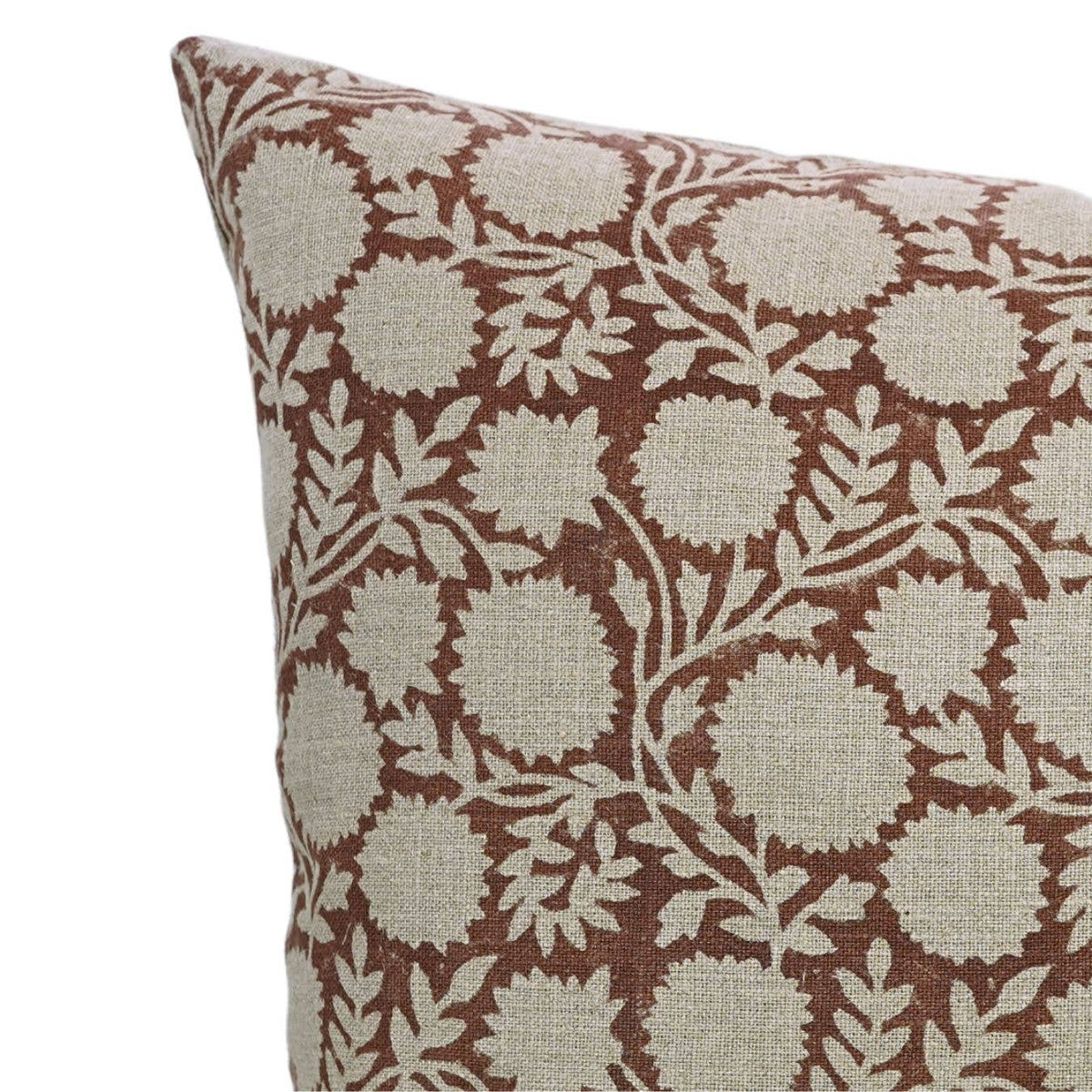 Block Print Boho Thick Linen Pillow Cover- Rajat: Thick Linen / One Side Print / 14x14 Inch
