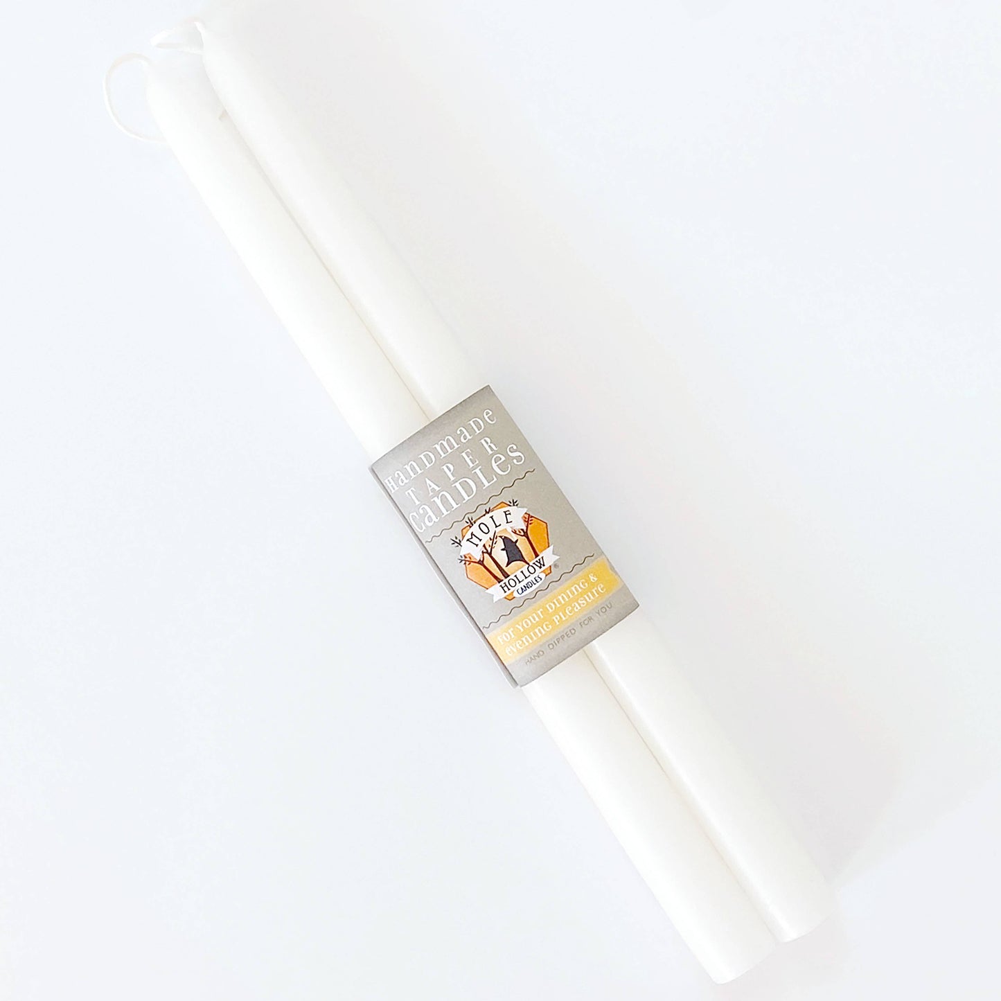 10" Hand Dipped Unscented Taper Candles - 39 Colors USA Made: Off White