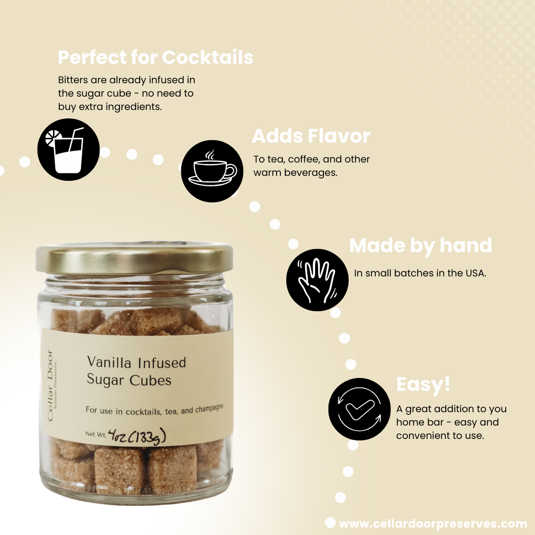 Vanilla Infused Sugar Cubes- Jar 4oz