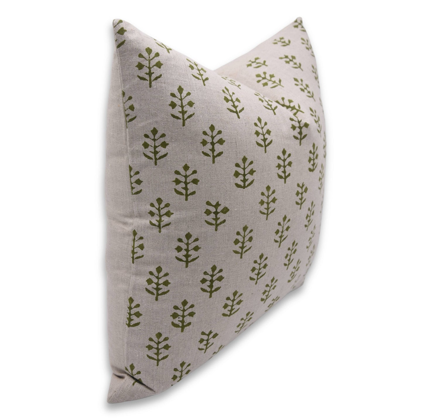 Decorative Pure Linen Hand Block Cushion Cover - Jaisalmer. One Side Print / 20x20 Inch with feather insert