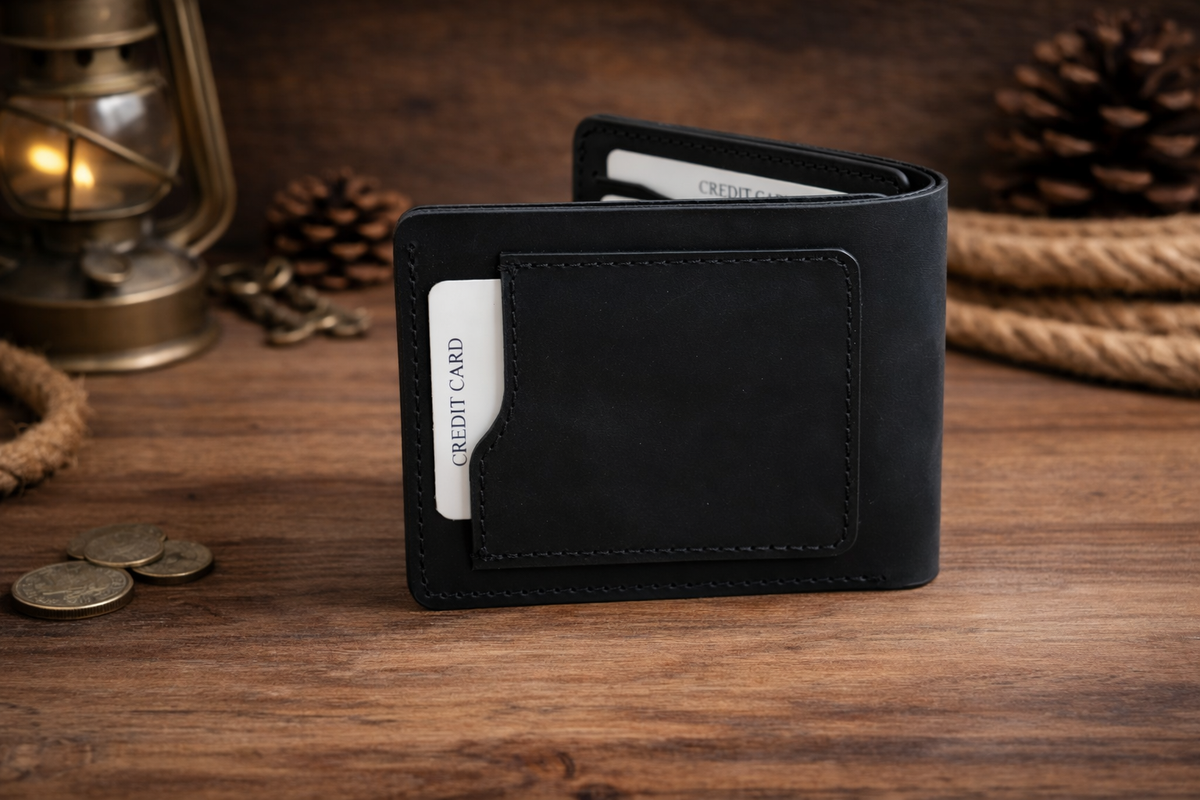 Men’s Full-Grain Crazy Leather Bifold Wallet Premium Leather: Light Brown