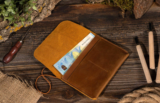 Passport Cover, Genuine Leather Passport Holder With Strap: Brown