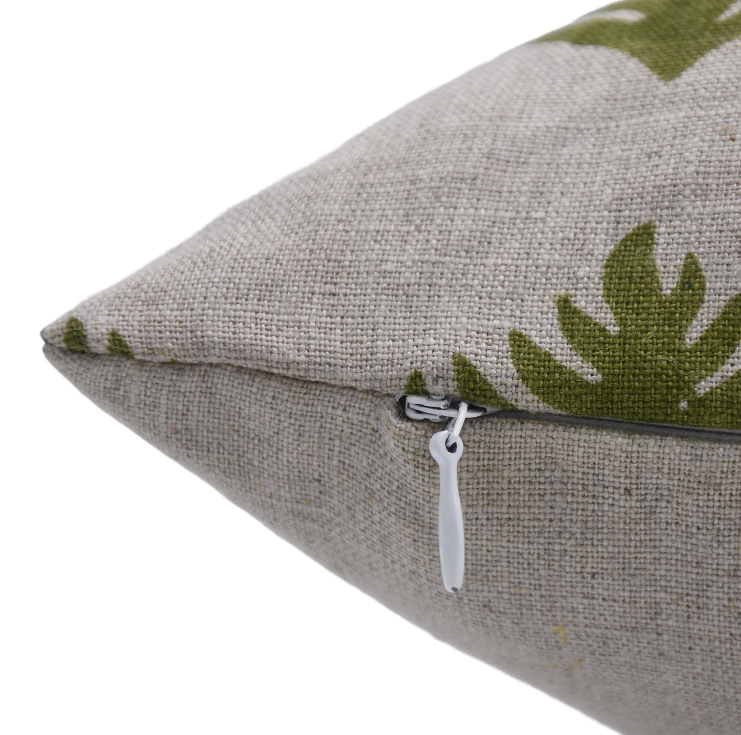 Floral Pure Linen Block Print Cushion Cover - Pattagobi: Pure Linen / One Side Print / 20x20 Inch