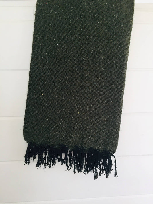 Solid Mexican Throw Blanket in Green